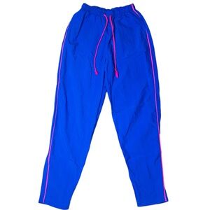 Vintage Blue and Neon Pink Stripe Track Pants
